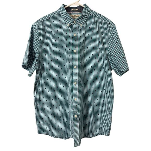 Hawker Rye Stretch Regular Fit Blue White Gingham Seahorse Button Down Shirt LgL - Picture 1 of 6